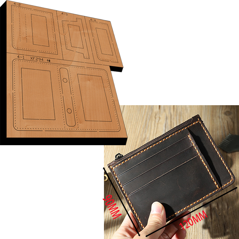 Leathercraft Japan - Borsa per carte con cerniera portamonete