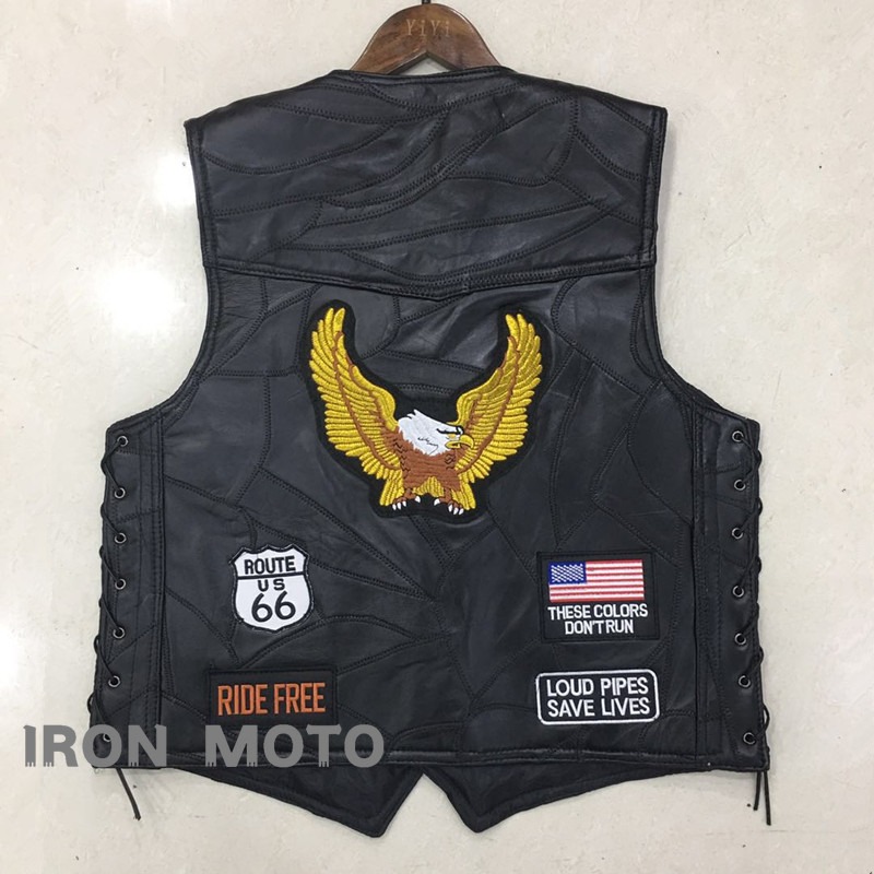 Leather Work Jacket - NUOVO Gilet da Moto per Uomo,