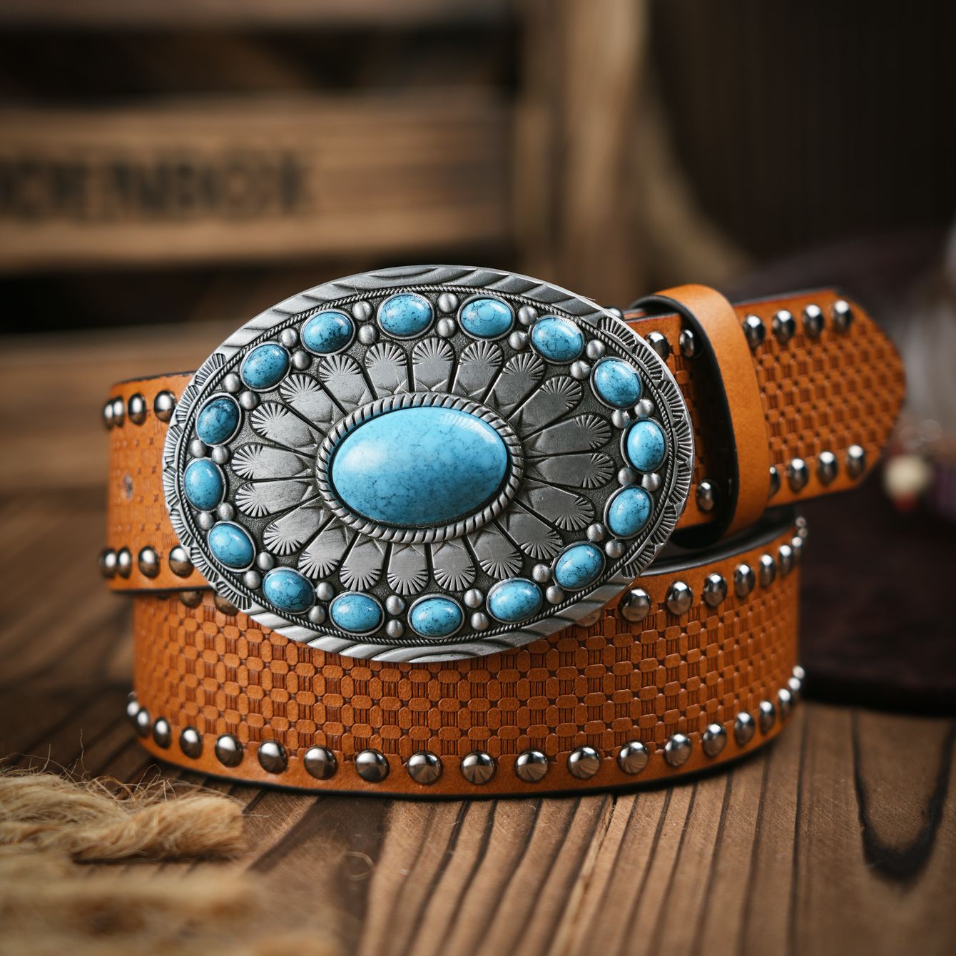 Leather Works Belt - Cintura casual retrò da uomo e