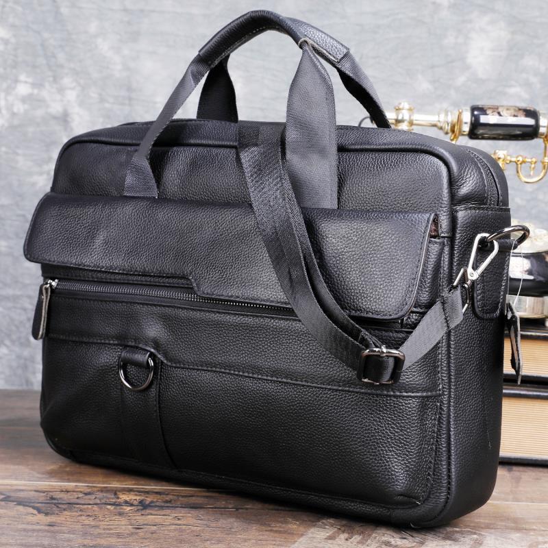 Leather Work Laptop Bag - Borsa da uomo grande in vera