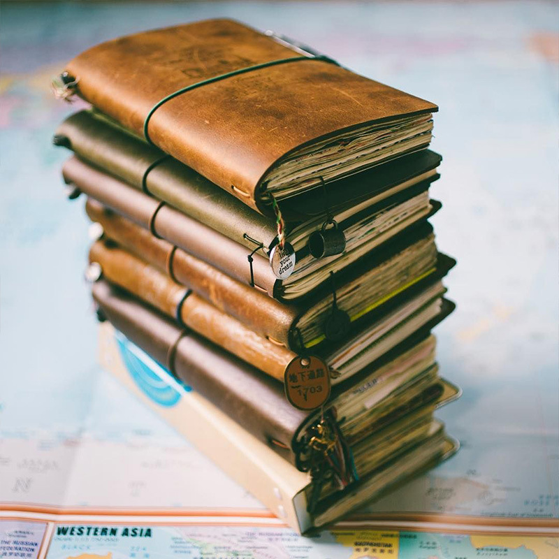 Leather Work Notebook - Taccuino con copertina in pelle retrò