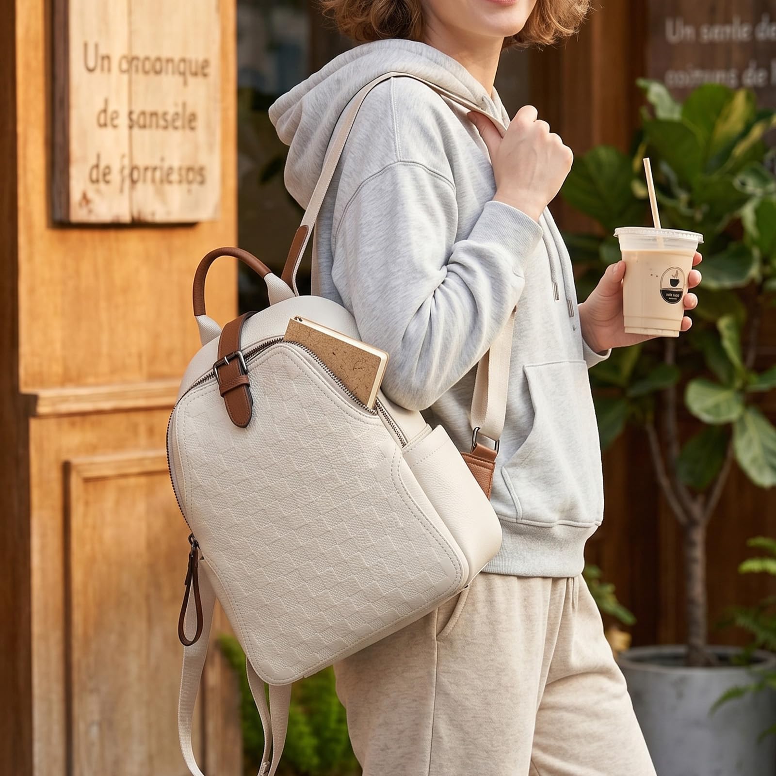 Leatherwork Embossing - Zaino da donna in pelle PU