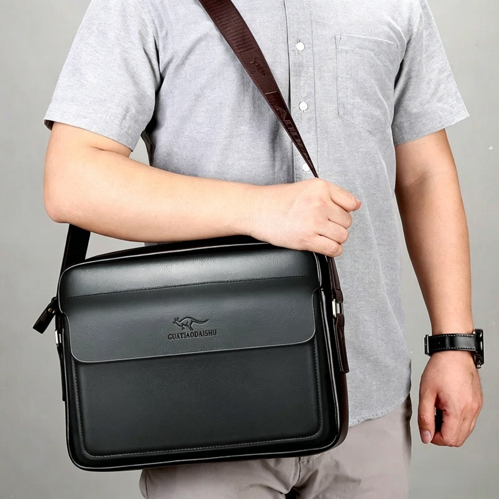 Leather Work Laptop Bag - Borsa a tracolla da uomo retrò