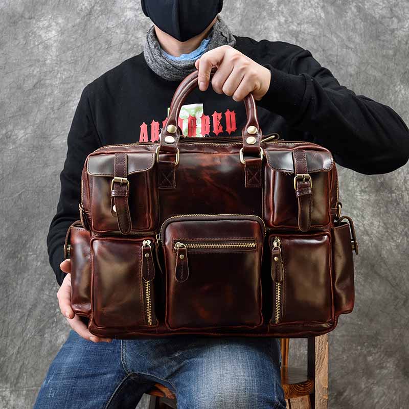 Leather Work Laptop Bag - Cartella da uomo in vera pelle