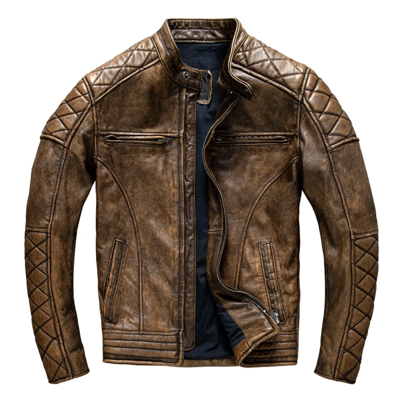 Leather Work Jacket - Giacca in Pelle Vintage da Uomo,