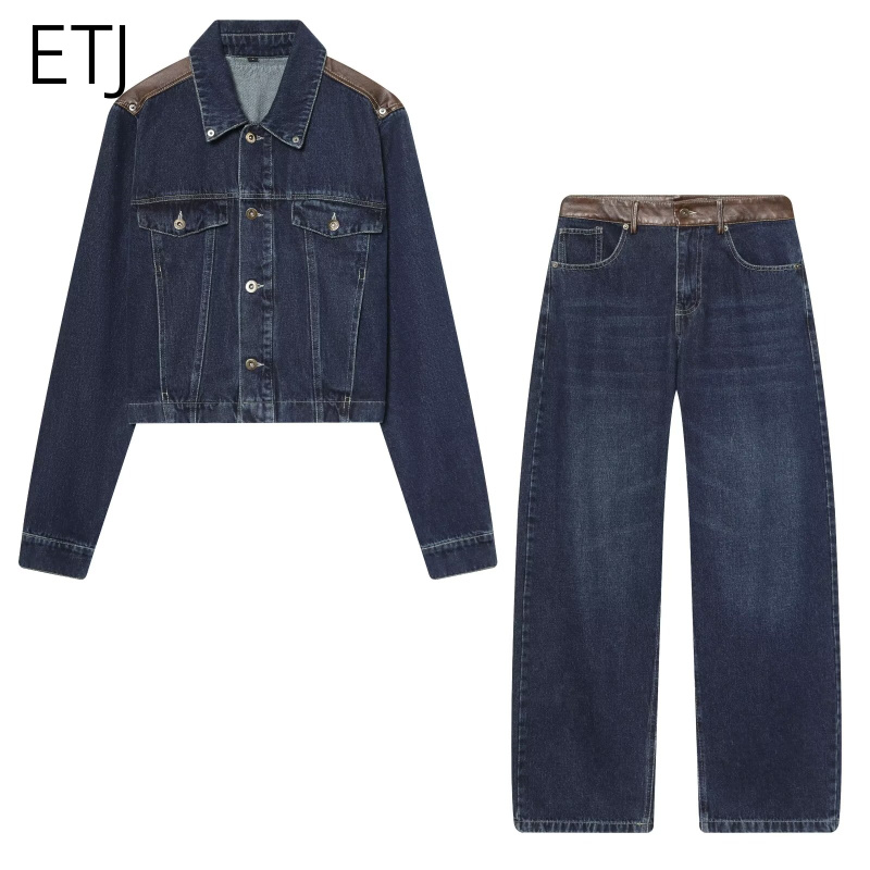 Leather Work Jacket - Completo Donna ETJ: Giacca in Denim