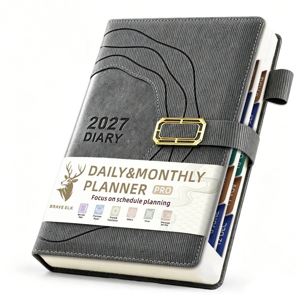 Leather Work Notebook - Agenda 2027 Rinforzata con Copertina Rigida