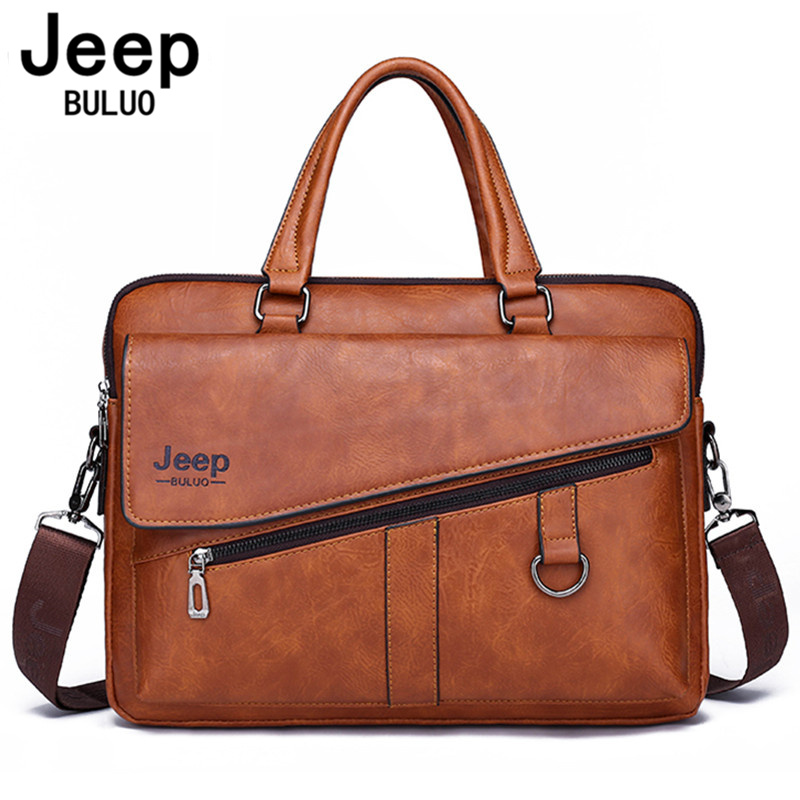 Leather Work Laptop Bag - JEEP BULUO Valigetta da uomo in