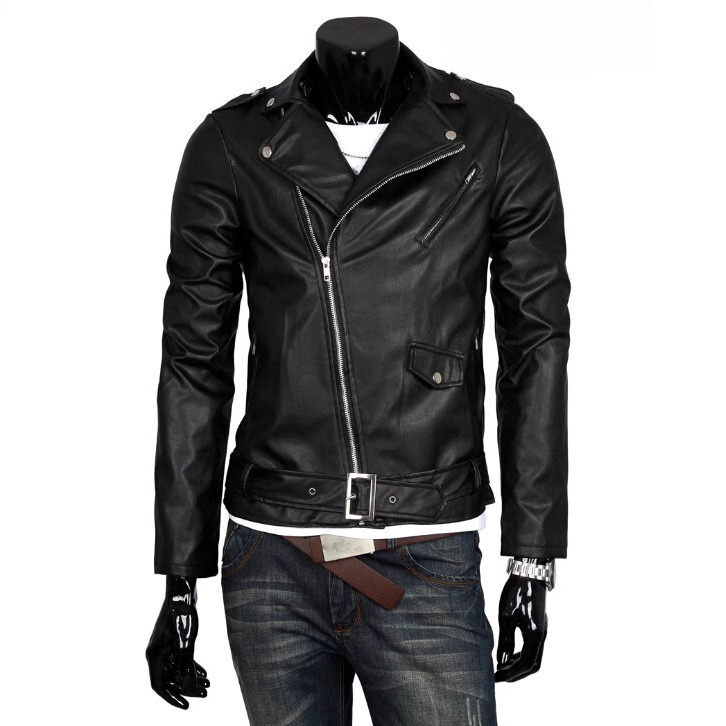 Leather Works Belt - Giacca da Motociclista Vintage in Ecopelle