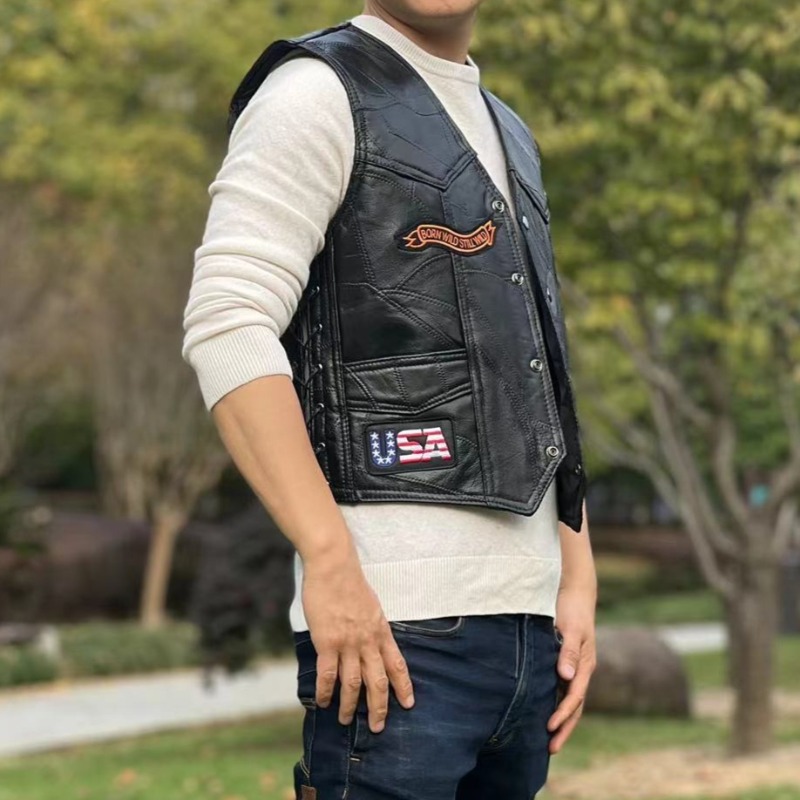 NUOVO Gilet da Moto per Uomo,  - Leather Work Jacket recensione e prezzo