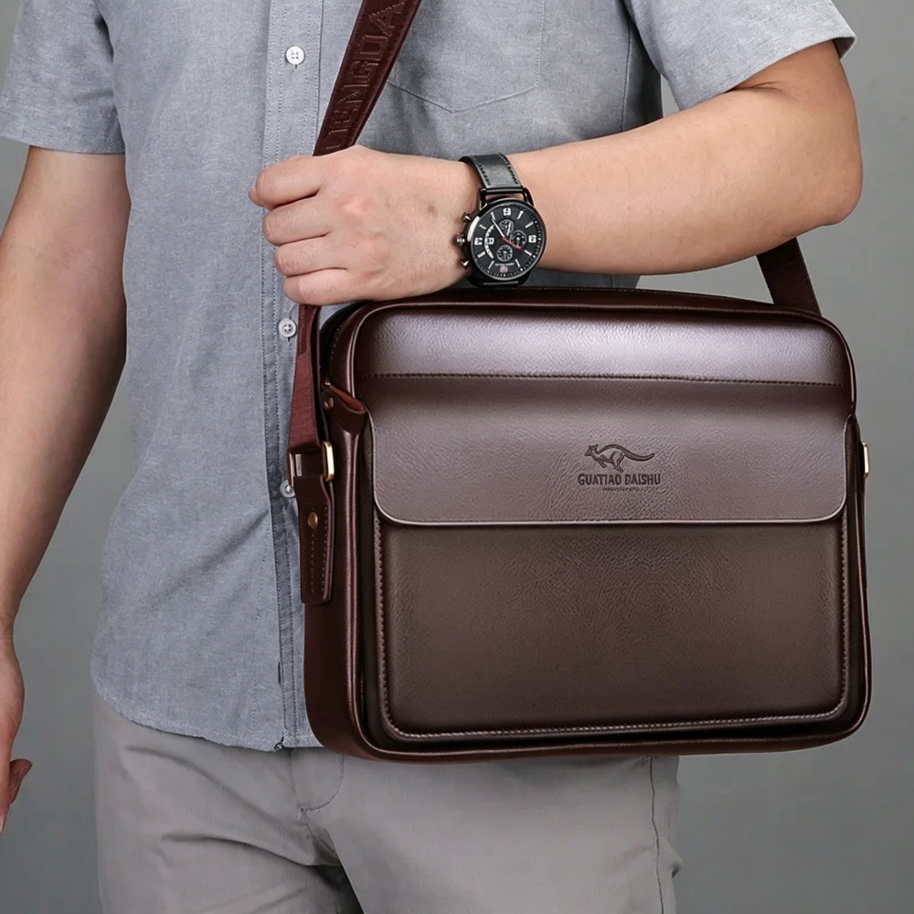 Borsa a tracolla da uomo retrò - Leather Work Laptop Bag recensione e prezzo