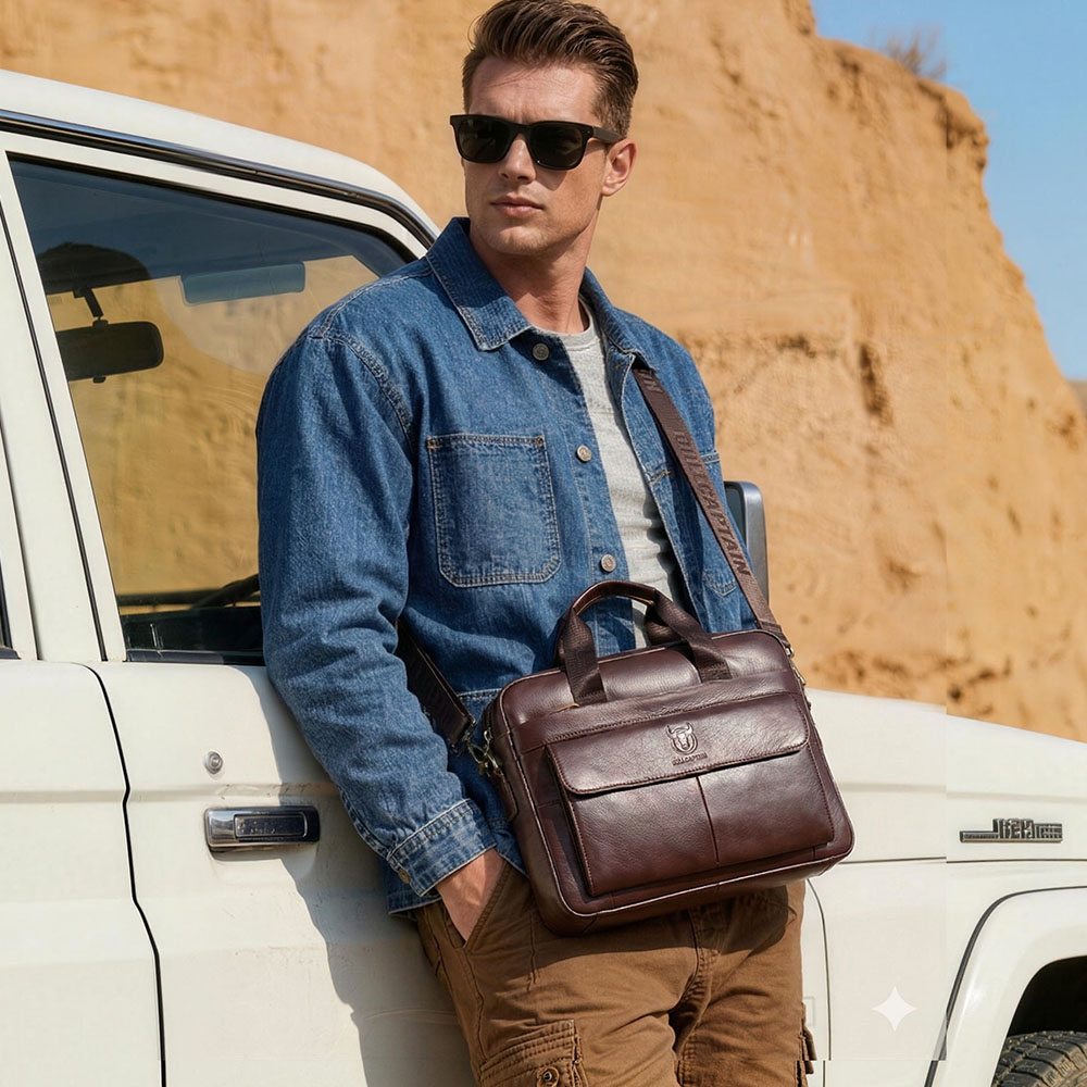 BULLCAPTAIN borsa da uomo cart - Leather Work Laptop Bag recensione e prezzo