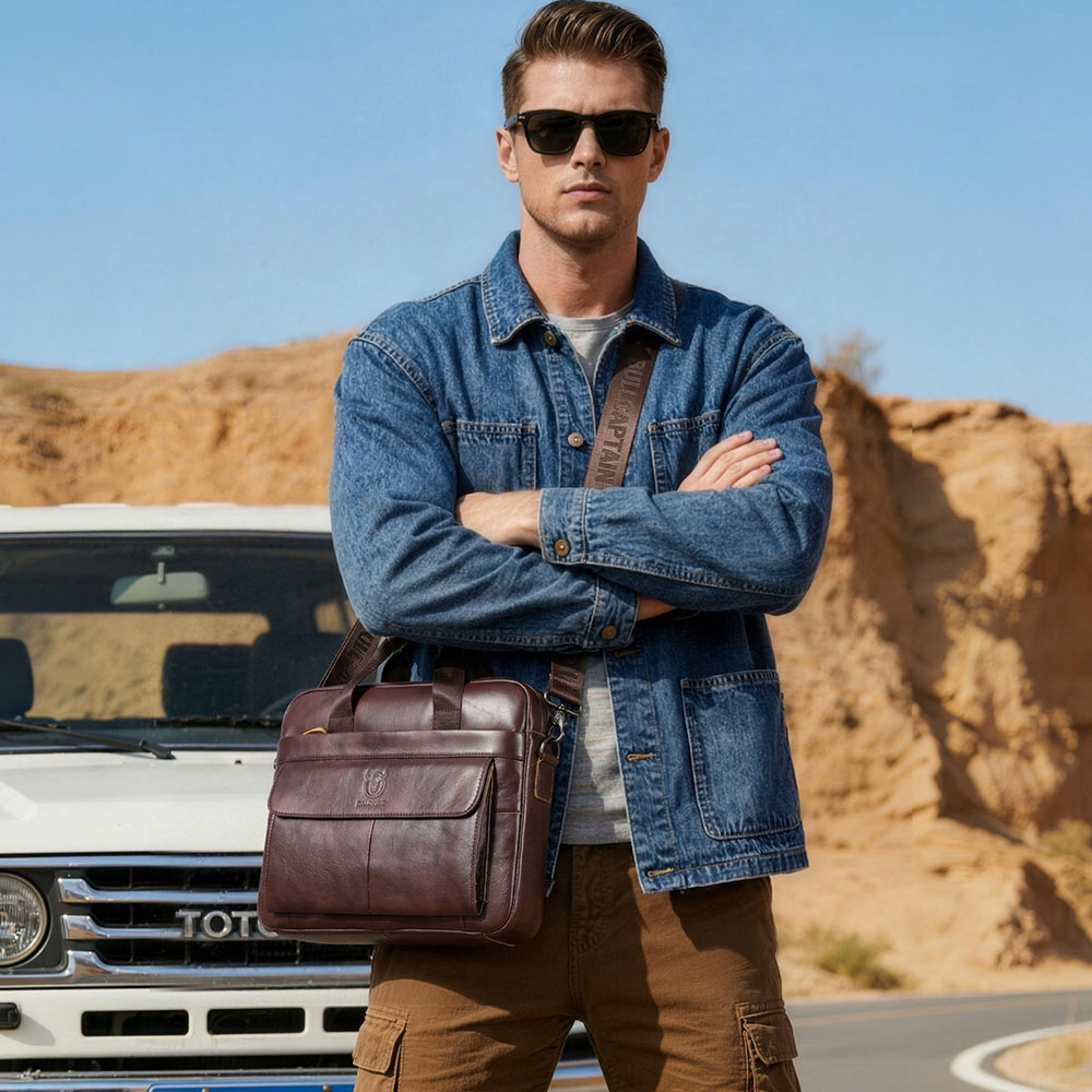 BULLCAPTAIN borsa da uomo cart - Leather Work Laptop Bag recensione e prezzo